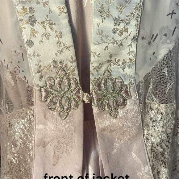 Studio V K   3 piece set. blush pink/ lace  tank top/ skirt/ jacket.  1980 sz M - Picture 9 of 11